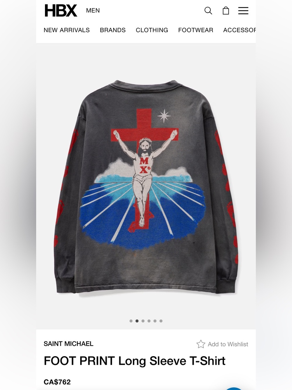 Saint Mxxxxxx Graphic Long-Sleeve Tee - Charcoal with Red Script